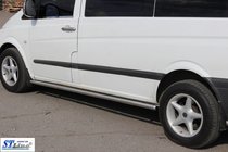 Mercedes Viano 2004-2014 гг. Боковые трубы BB001 (2 шт., нержавейка) d60, Длинная база (L3) фото 2