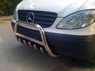 Mercedes Viano 2004-2014 гг. Защита переднего бампера WT003/004 (нержавейка) 60мм, с надписью фото 1