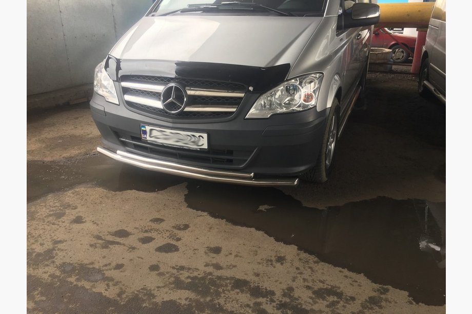 Mercedes Vito W639 2004-2014 гг. Передняя защита ST014 (нержавейка) 2010-2015, 51 ↗ 42мм Фото 6