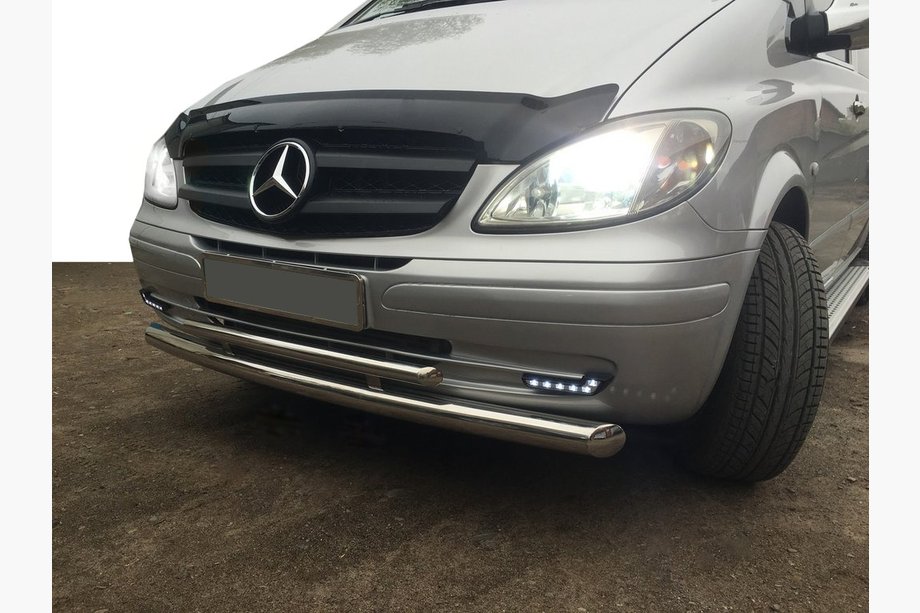 Mercedes Viano 2004-2014 гг. Передняя защита ST014 (нержавейка) 60/60мм Фото 5