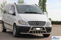 Mercedes Viano 2004-2014 гг. Кенгурятник WT004-Plus с усами (нерж.) фото 2