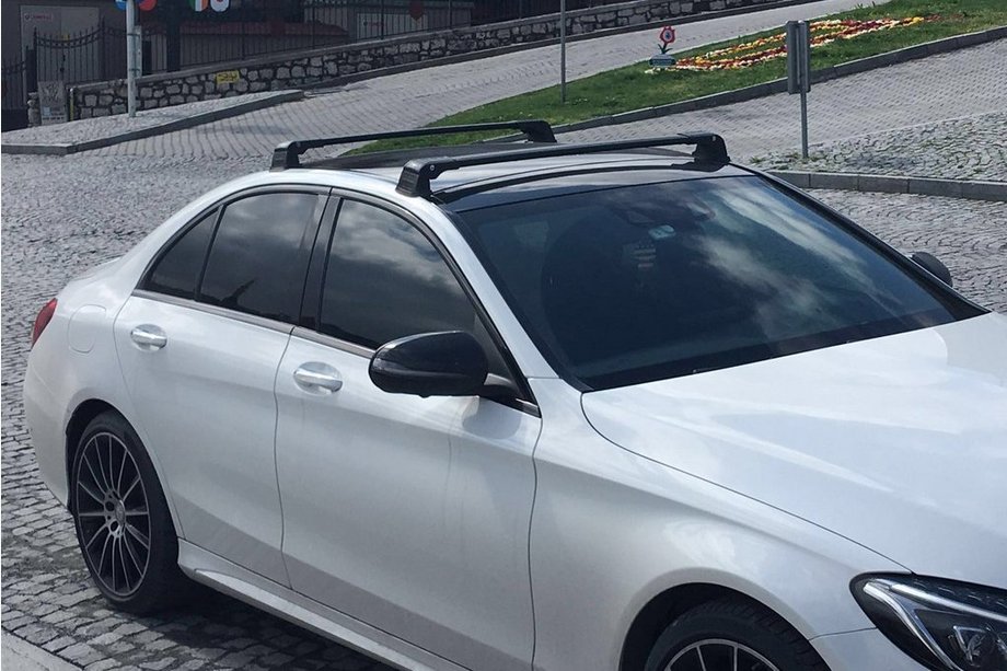 Mercedes C-class W205 2014-2021 гг. Багажник на штатные места (2 шт, с замком) Серый Image