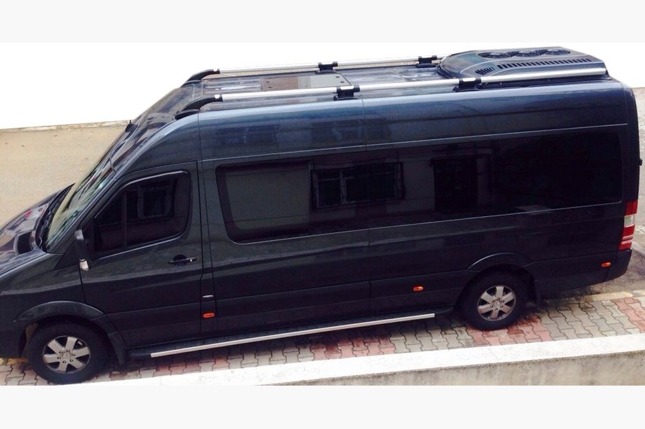 Mercedes Sprinter W906 2006–2018 гг. Рейлинги Shark (черные ножки) Image