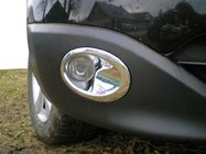 Nissan Qashqai 2007-2010 гг. Хромированные накладки на противотуманные фары с углублением (2 шт, пластик) фото 1