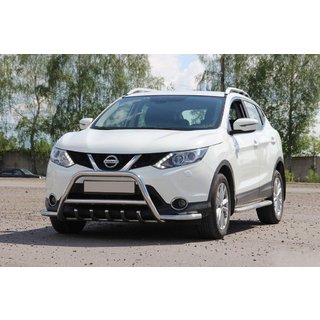 Кенгурятник WT003-Plus (нержавейка) Nissan Qashqai 2014-2021 гг. фото 1