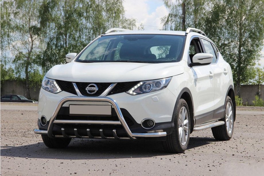 Nissan Qashqai 2014-2021 гг. Кенгурятник WT003-Plus (нержавейка) Image