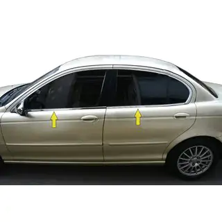 Нижние молдинги окон нержавейка Jaguar X-Type 2001-2009 гг. фото 1