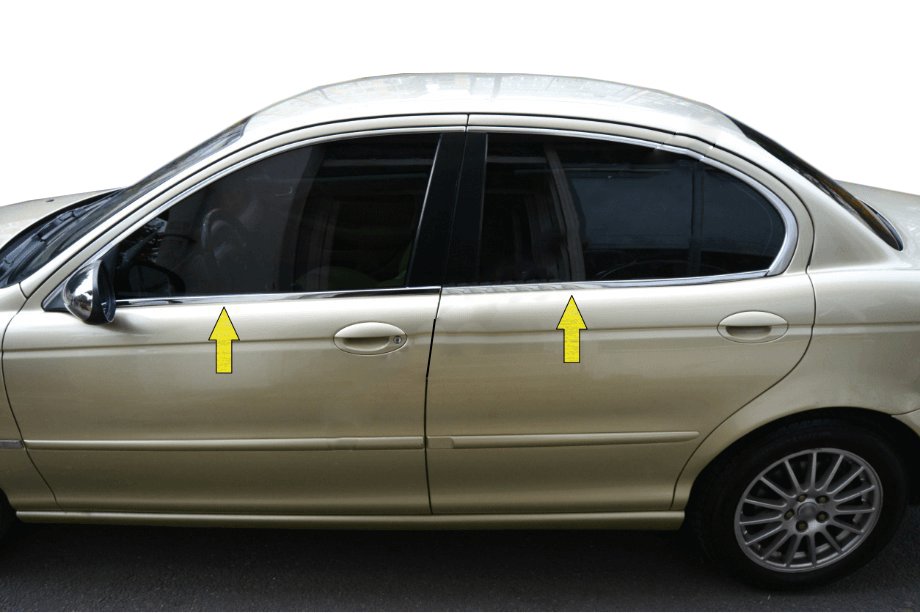 Jaguar X-Type 2001-2009 гг. Нижние молдинги окон нержавейка Image