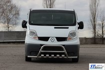 Renault Trafic 2001–2015 гг. Передний кенгурятник с боковыми дугами WT003-15 (нержавейка) фото 2