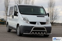 Renault Trafic 2001–2015 гг. Передний кенгурятник с боковыми дугами WT003-15 (нержавейка) фото 3