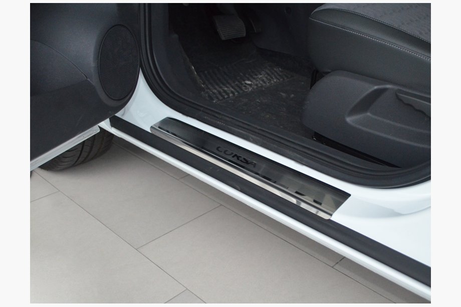 Opel Corsa C 2000-2006 гг. Накладки на пороги Natanika Premium (4 шт, нержавейка) Image