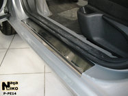 Peugeot 407 2004-2011 гг. Накладки на Пороги Nataniko (4 шт., Нержавейка) Стандарт - лента Lohmann, 0,5 мм фото 1