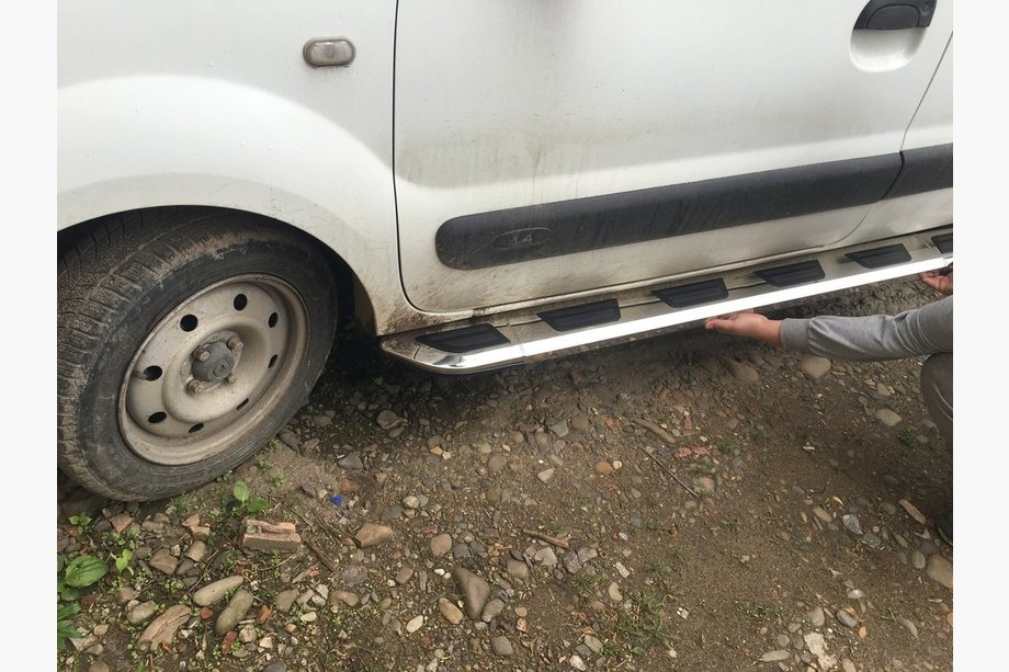 Renault Kangoo 1998-2008 гг. Боковые Подножки Vison (2 шт., Алюминий и Нержавеющая Сталь) Image