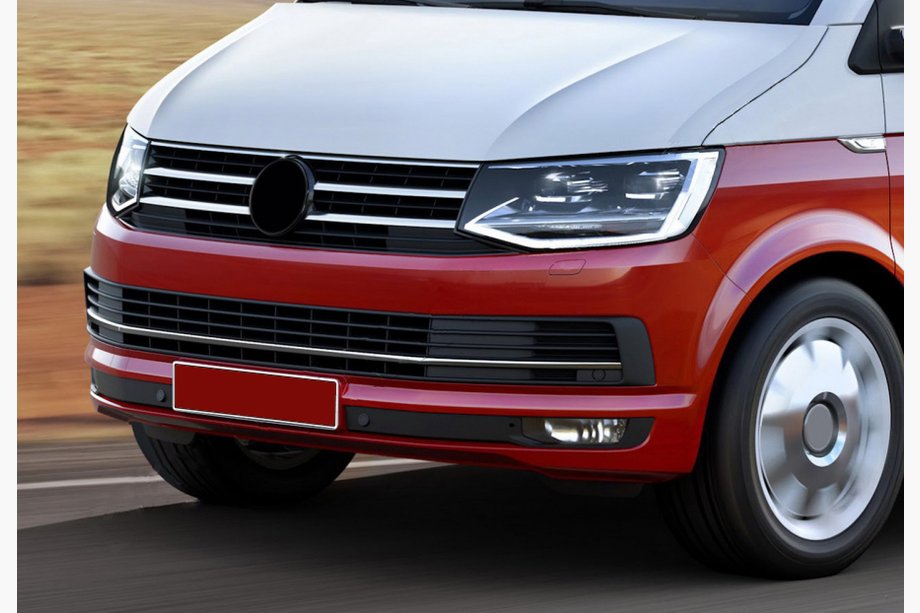 Volkswagen T6 2015-2024 гг. Накладки на решетку бампера 2015-2019 (3 шт, нержавейка) Image
