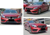 Mercedes C-class W205 2014-2021 гг. Передняя решетка Panamericana GT (для Avantgarde/AMG-Line/C43 AMG) 2018+, с камерой фото 9