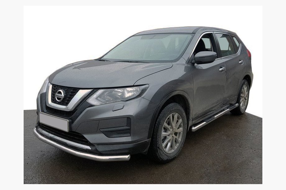 Nissan X-trail T32/Rogue 2014-2021 гг. Передняя защита ST008 (нержавейка) Image