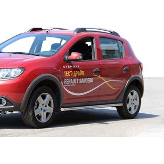 Боковые трубы BB001 (2 шт., нержавейка) Renault Sandero 2013-2022 гг. фото 1