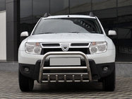 Renault Duster 2008–2017 гг. Передняя защита без надписи QT006 (нержавейка) фото 1