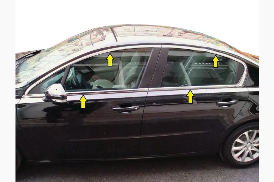 Peugeot 508 2010-2018 гг. Полный комплект окантовки окон (Sedan, нержавейка) Image