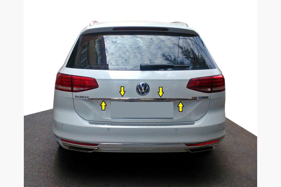 Volkswagen Passat B8 2015-2023 гг. Хромированная накладка над номером SW (Carmos, нержавейка) Image