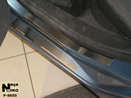 Skoda Octavia II A5 2010-2013 гг. Накладки на пороги Nataniko (8 шт, нержавейка) Стандарт - лента Lohmann, 0.5 мм фото 2
