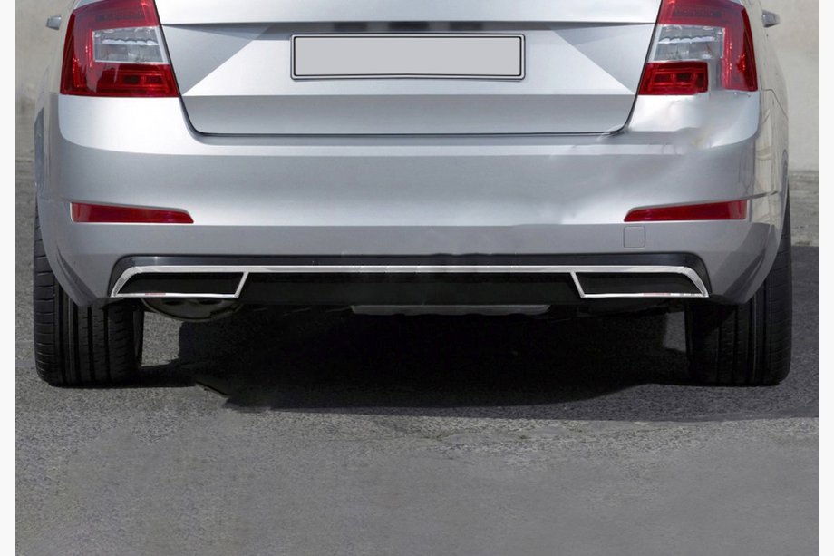 Skoda Octavia III A7 2013-2019 гг. Обводка заднего диффузора (2013-2017, нержавейка) Image