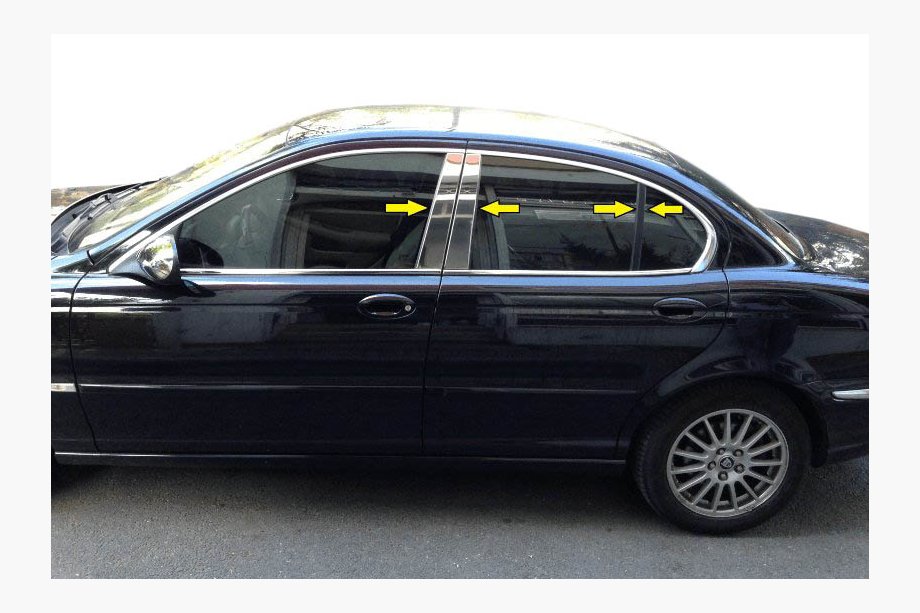 Jaguar X-Type 2001-2009 гг. Накладки на стойки из нержавеющей стали Image