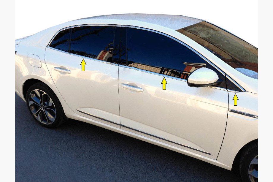 Renault Megane IV 2016-2025 гг. Нижние молдинги окон нержавейка 6шт Sedan Image