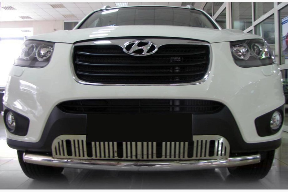 Hyundai Santa Fe 2 2006-2012 гг. Передняя Защита ST008-Special (Нержавейка) Image