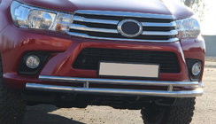 Toyota Hilux 2015- гг. Передняя защита ST018 (нерж. сталь) фото 7