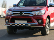 Toyota Hilux 2015- гг. Передняя защита ST015 (нержавейка) фото 1