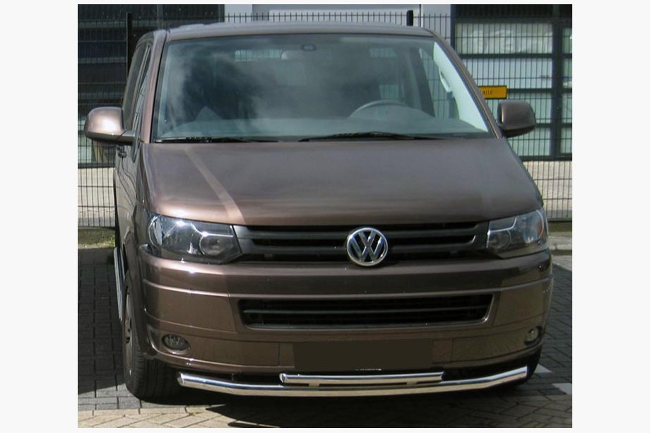 Volkswagen T5 2010-2015 гг. Передняя двойная защита 60/48мм (нержавейка) Image