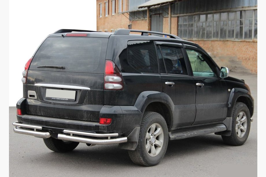 Toyota Land Cruiser Prado 120 2002-2009 гг. Задние двойные уголки AK003-1 (2 шт., нержавейка) Фото 4