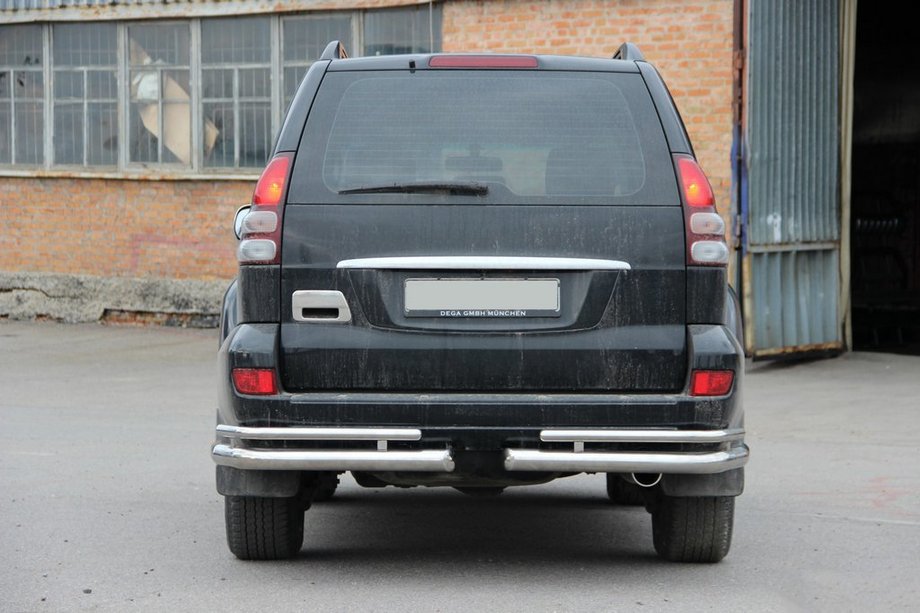 Toyota Land Cruiser Prado 120 2002-2009 гг. Задние двойные уголки AK003-1 (2 шт., нержавейка) Фото 5