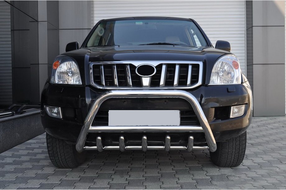 Toyota Land Cruiser Prado 120 2002-2009 гг. Низкий кенгурятник WT003 (нерж сталь) Фото 4