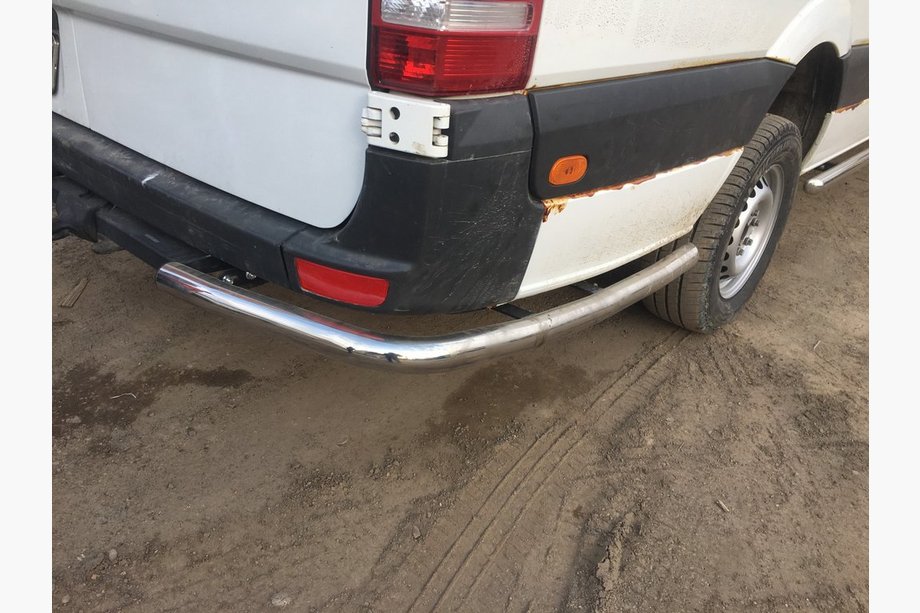 Mercedes Sprinter W906 2006–2018 гг. Боковые трубы за задним колесом, угловые (2 шт, нерж сталь) Короткая Фото 3