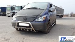 Mercedes Viano 2004-2014 гг. Защита переднего бампера WT003/004 (нержавейка) 60мм, с надписью фото 9