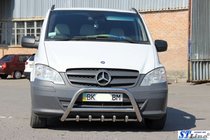 Mercedes Viano 2004-2014 гг. Защита переднего бампера WT003/004 (нержавейка) 60мм, с надписью фото 3