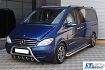 Mercedes Viano 2004-2014 гг. Защита переднего бампера WT003/004 (нержавейка) 60мм, с надписью фото 5