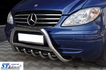 Mercedes Viano 2004-2014 гг. Защита переднего бампера WT003/004 (нержавейка) 60мм, с надписью фото 6