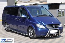 Mercedes Viano 2004-2014 гг. Защита переднего бампера WT003/004 (нержавейка) 60мм, с надписью фото 8