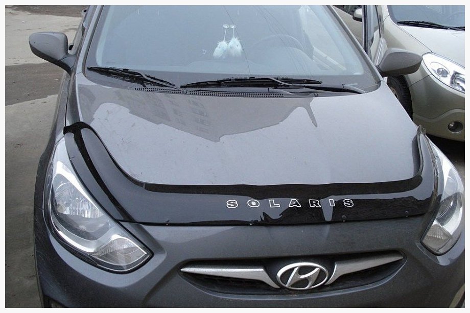 Hyundai Accent 2011-2017 гг. Дефлектор капота 2010-2014 (VIP) Image