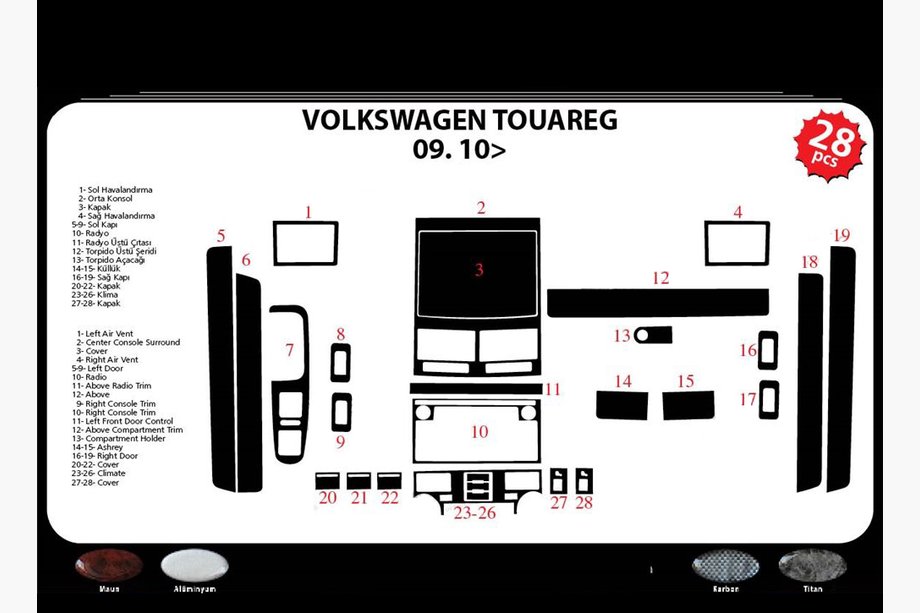 Volkswagen Touareg 2002–2010 гг. Накладки на Панель Приборов Фото 2