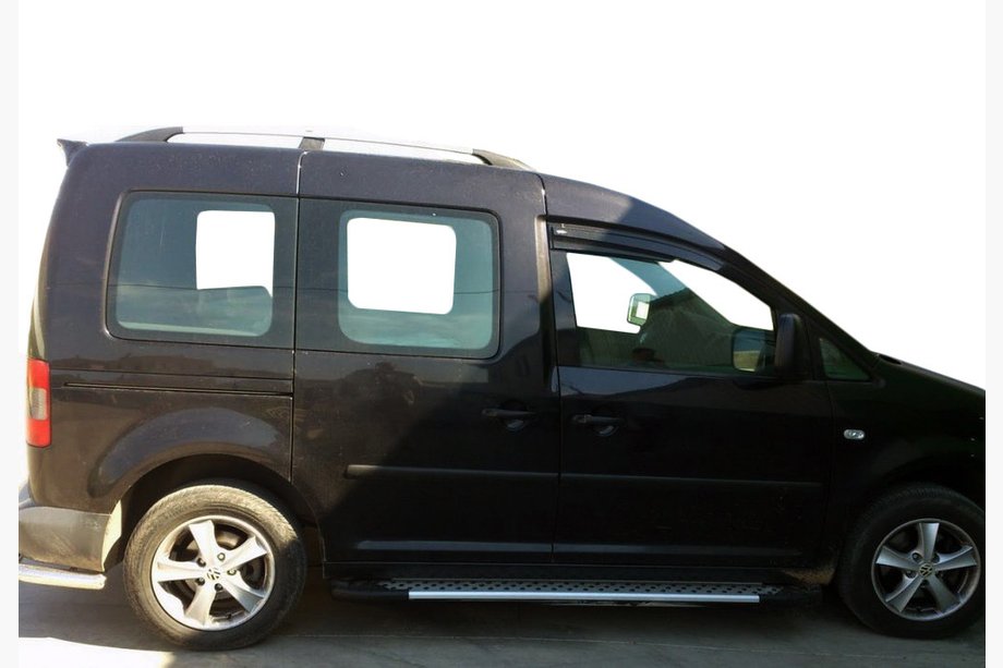 Volkswagen Caddy 2004-2010 гг. Боковые Подножки Allmond Grey (2 шт., Алюминий) Image
