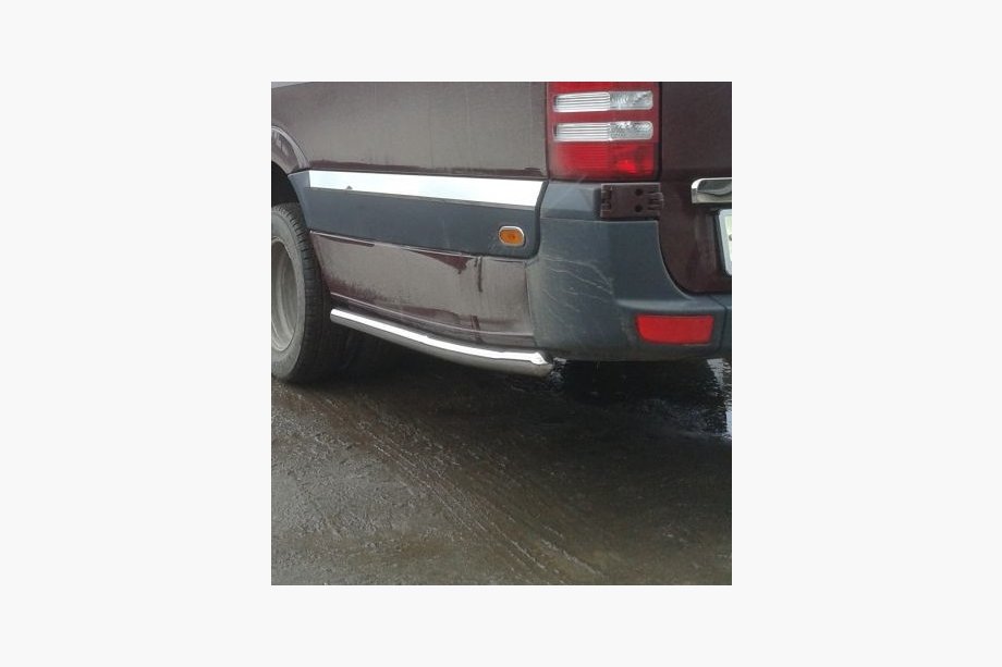 Volkswagen Crafter 2006-2016 гг. Боковые трубы за задним колесом (2 шт., нержавейка) Средняя база, 60мм Фото 5