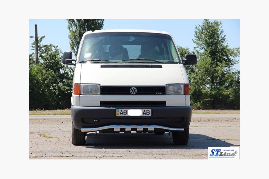 Volkswagen T4 Transporter 1990-2003 гг. Передняя защита с решеткой ST010 (нержавейка) 51мм Фото 2