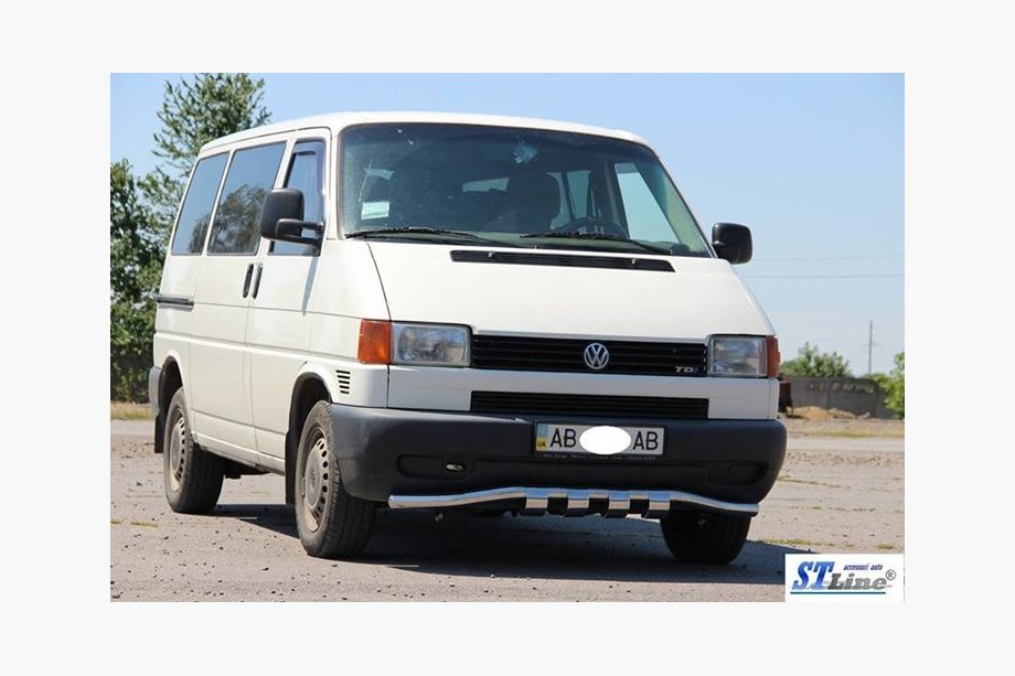 Volkswagen T4 Transporter 1990-2003 гг. Передняя защита с решеткой ST010 (нержавейка) 51мм Фото 4