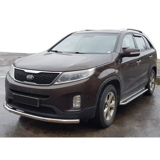 Передняя защита ST008 (2013-2015, Нержавейка) Kia Sorento II XM 2009-2014 гг. фото 1