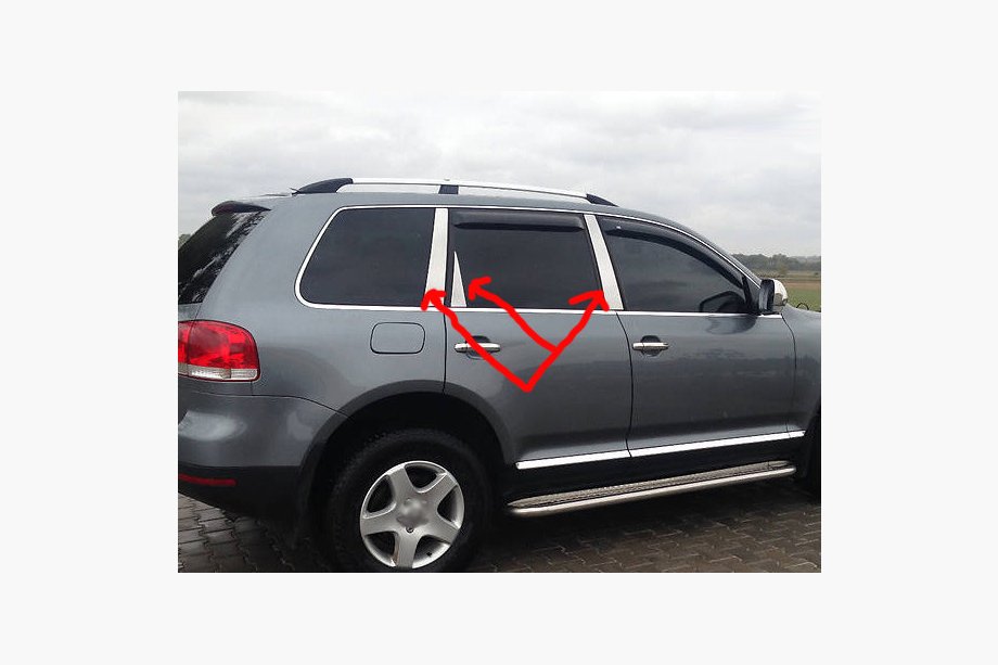 Volkswagen Touareg 2002–2010 гг. Хромированные Накладки на Стойки Дверей (6 шт, Нержавейка) Фото 7