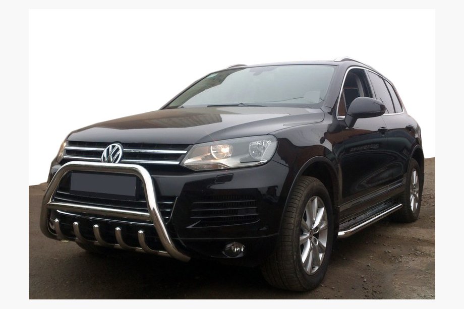 Volkswagen Touareg 2010-2018 гг. Кенгурятник WT003 (нержавейка) Фото 4